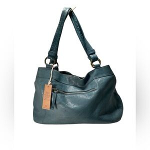 Teal Leather Shoulder Bag